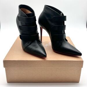 Christian Louboutin Black Leather Triniboot Stiletto Booties High Heels EU37.5